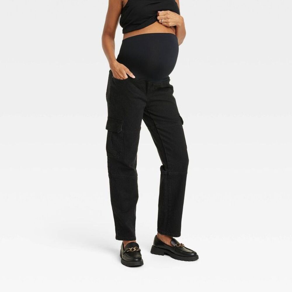 Isabel Maternity by Ingrid & Isabel Black Wide-Leg Maternity Cargo Pants